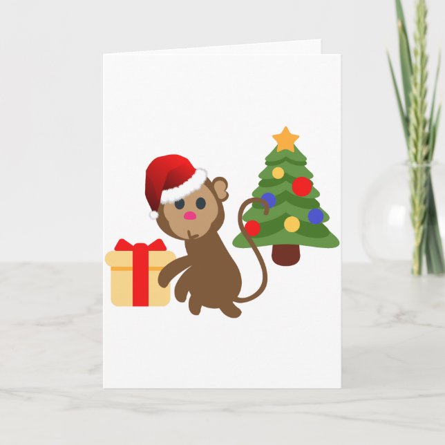 jultomten monkey emoji helgkort (Framsida)