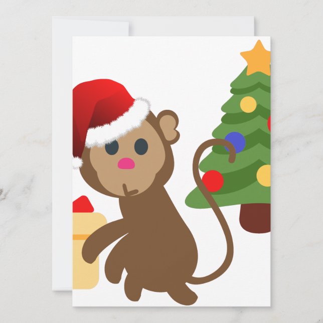 jultomten monkey emoji julkort (Framsida)