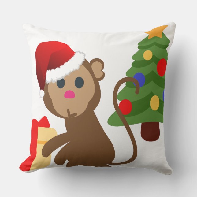 jultomten monkey emoji kudde (Framsida)
