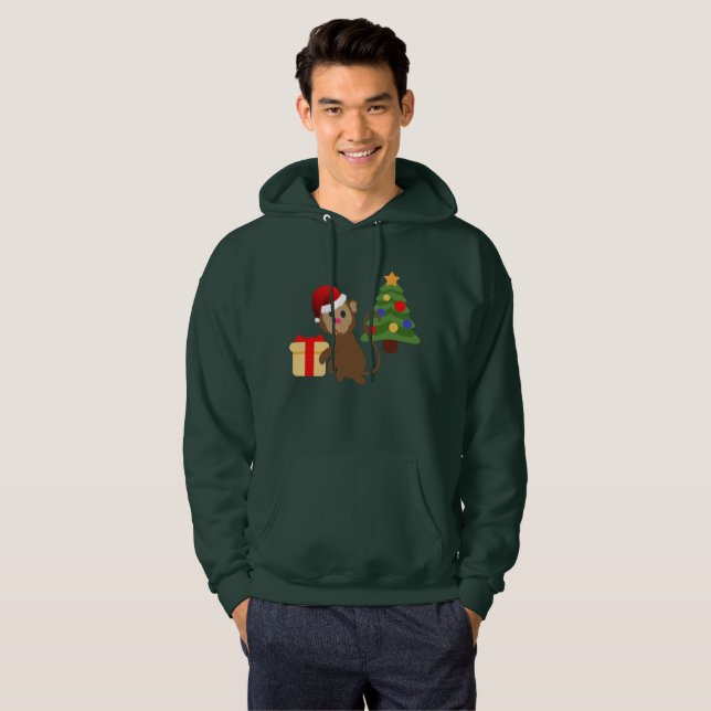 jultomten monkey emoji manar hooded sweatshirt (Hel framsida)