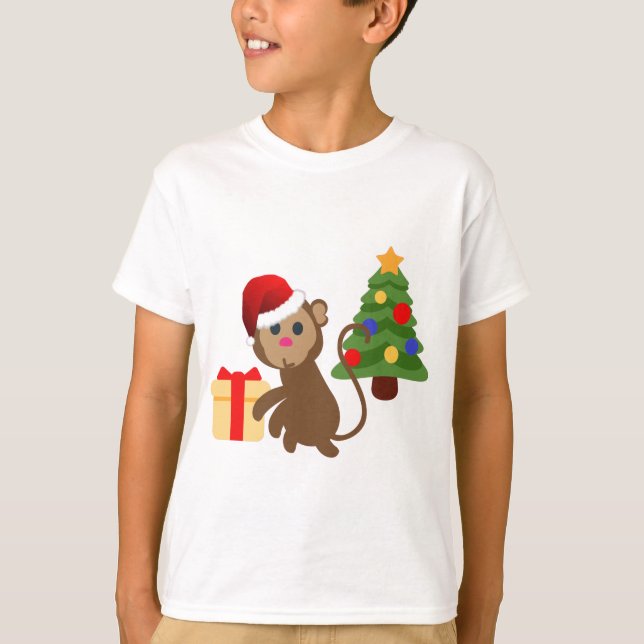 jultomten monkey emoji t shirt (Framsida)