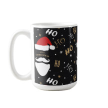 Jultomten Mönster Black Background med Guld