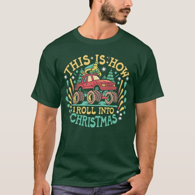 Jultomten Monster Lastbil Boys Julafton jul T Shirt (Framsida)