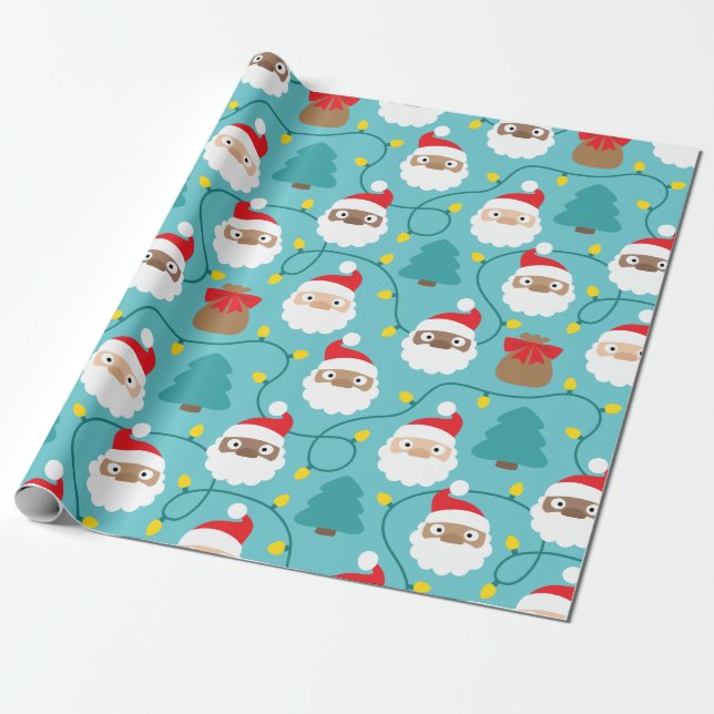 Jultomten Mönster Presentpapper (Utrullad)