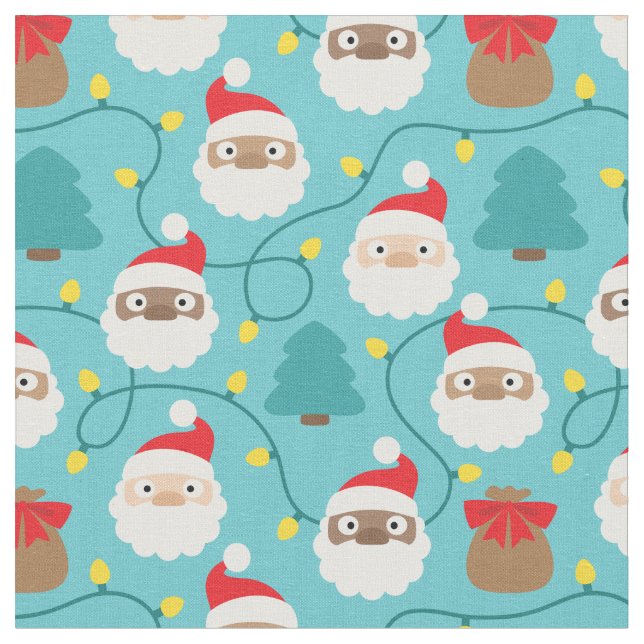 Jultomten Mönster Tyg (Närbild)