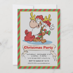 Jultomten Moose Tecknad Illustration Inbjudningar