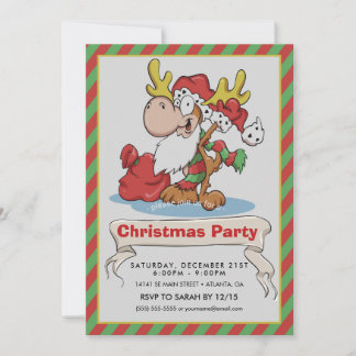 Jultomten Moose Tecknad Illustration Inbjudningar