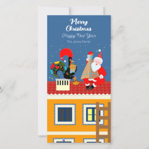 Jultomten möter det portugisiska Tupp Julkort