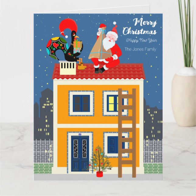 Jultomten möter det portugisiska Tupp Kort (Framsida)