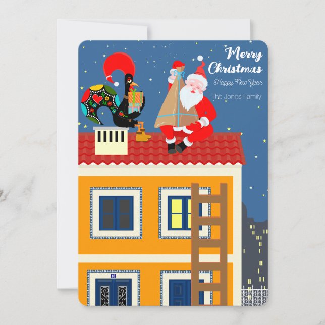 Jultomten möter det portugisiska Tupp Kort (Framsida)