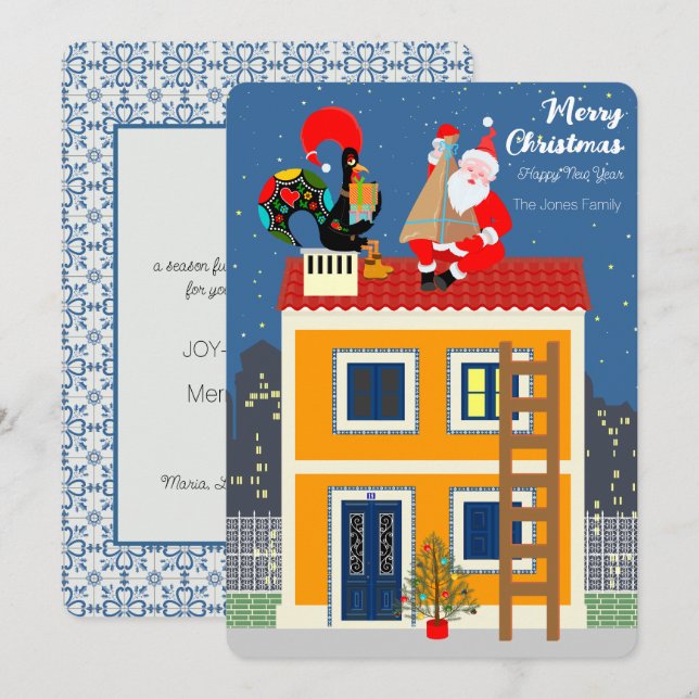 Jultomten möter det portugisiska Tupp Kort (Fram/baksida)
