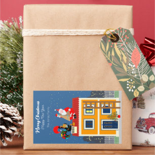 Jultomten möter det portugisiska Tupp Rektangulärt Klistermärke