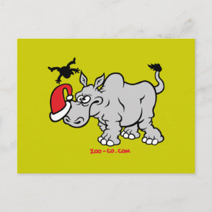 Jultomten Möter en Rhino Helg Vykort