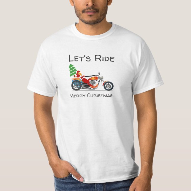 Jultomten motorcykelbanor Ride God jul Tee Shirt (Framsida)