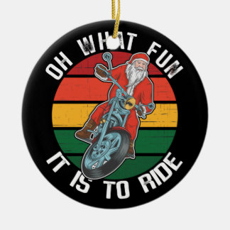 Jultomten motorcykelns Biker Åh vilken Roligt det  Julgransprydnad Keramik