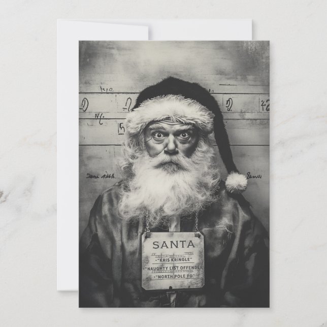 Jultomten Mugshot: Borta fel på Naughty List Inbjudningar (Framsida)