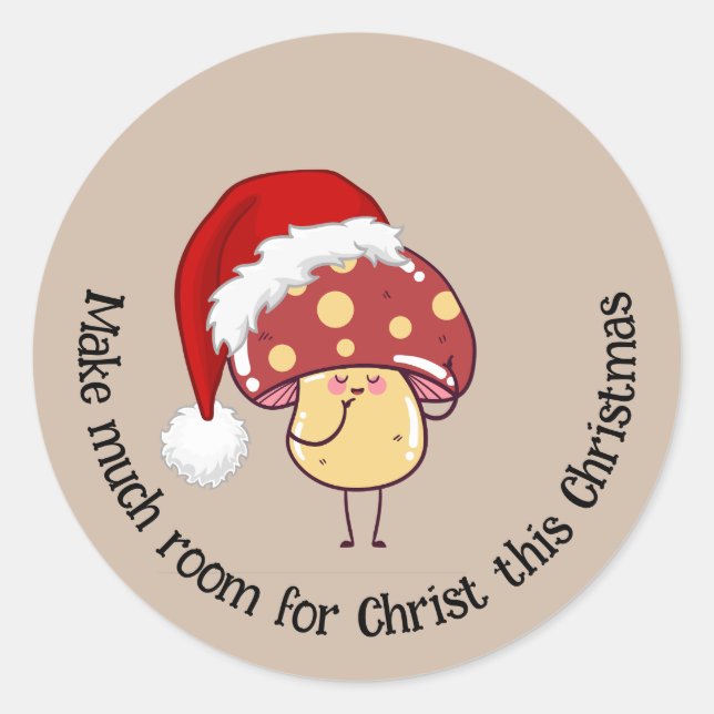 jultomten Mushroom Runt Klistermärke (Framsida)