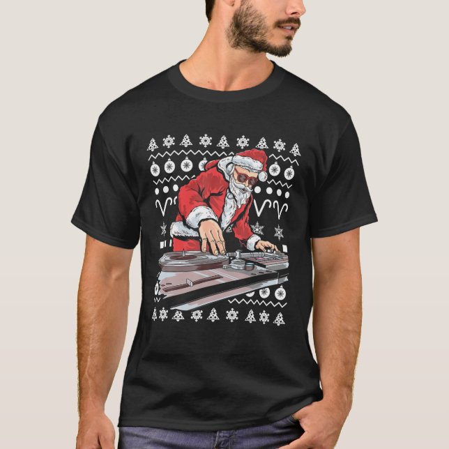 jultomten Music DJ Ugly jul Tacky Julafton Gif T Shirt (Framsida)