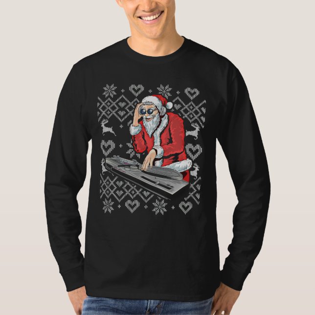 jultomten Music DJ Ugly jul Tacky Julafton T Shirt (Framsida)