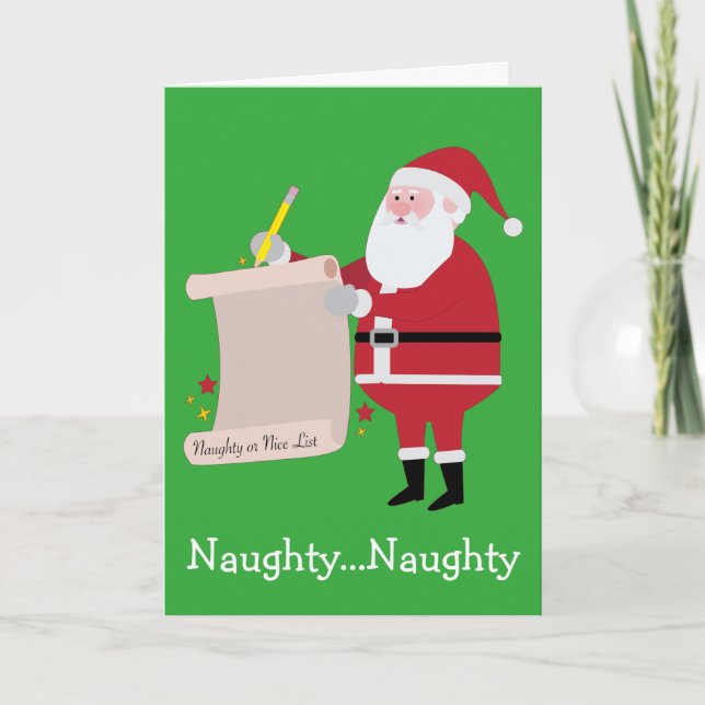 Jultomten Naughty eller God List-jul Helgkort (Framsida)