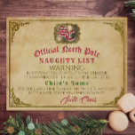 Jultomten Naughty List Signerad julvarning<br><div class="desc">Det här anpassadet har ett tittar dokument från den traditionella segraren utmärks som ett intyg på officiell där man erkänner små pojkar och flickor som inte har betett sig så bra att de riskerar att hamna på Santa's "Naughty List". Även om det också försäkrar dem att det fortfarande finns tid...</div>