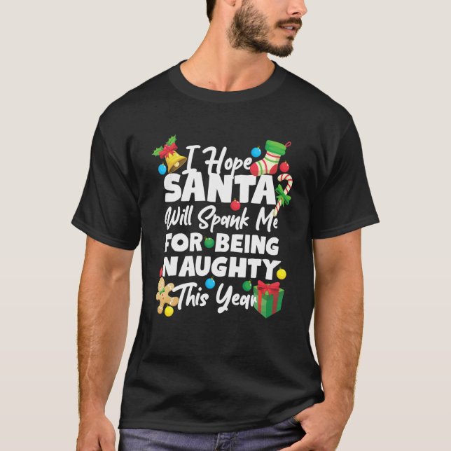 Jultomten Naughty Spank T Shirt (Framsida)