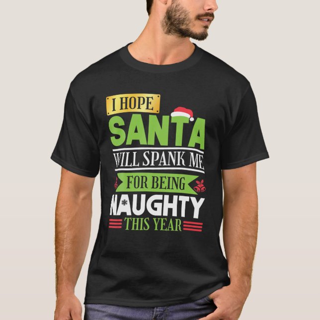 Jultomten Naughty Spank T Shirt (Framsida)