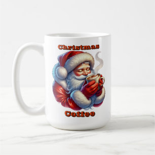 Jultomten Njut av en varm dränering på en vinterda Kaffemugg