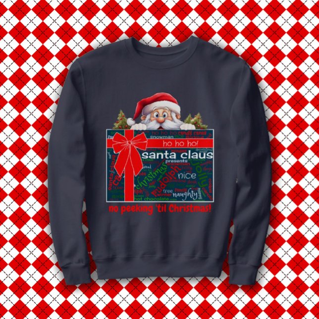 Jultomten No Peeking Til jul Ord Cloud T Shirt (Skapare uppladdad)