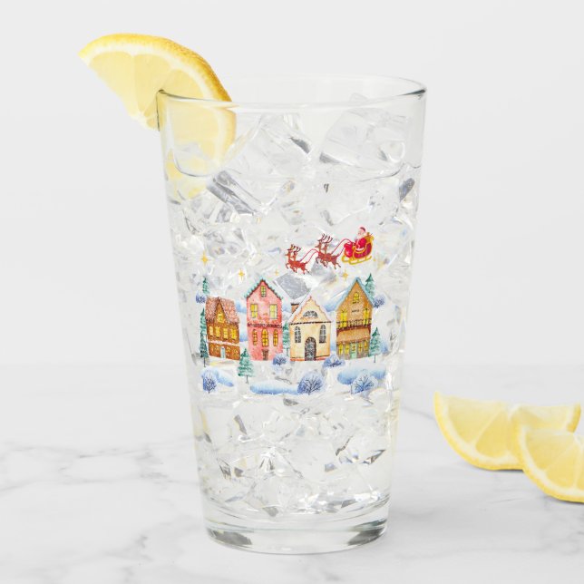 Jultomten North Pole-julbyn Glaskopp (Framsida Ice)