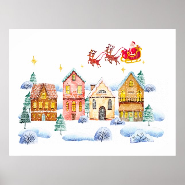 Jultomten North Pole-julbyn Poster (Framsidan)