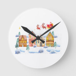 Jultomten North Pole-julbyn Rund Klocka