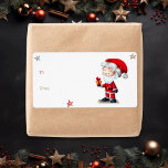Jultomten Nuvarande etikett för julklapp Fraktsedel<br><div class="desc">Späd till och från klibbiga etiketter till jul. Bilden är Jultomten med en gåva och några stjärnor. Minimalistisk utformning i färg vid jul. Illustrerad och designad av Patricia Alvarez.</div>