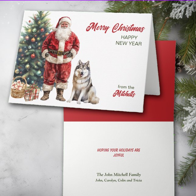 Jultomten och Alaska Malamute Hund jul Helgkort (Skapare uppladdad)