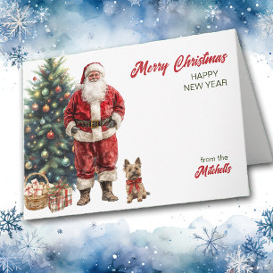 Jultomten och Cairn Terrier Hund jul Helgkort