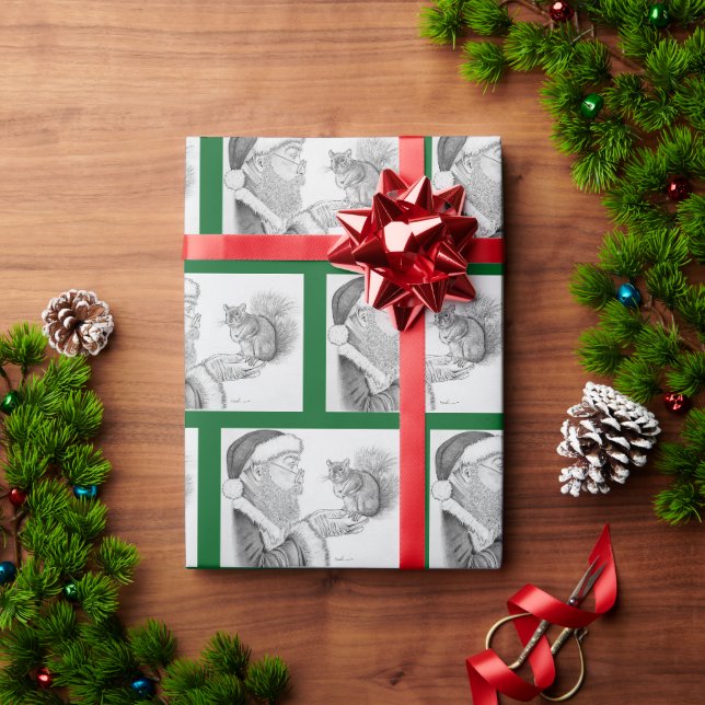 Jultomten och ekorre presentpapper (Julgåva)