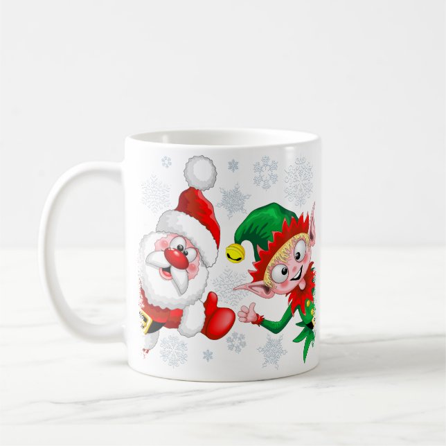 Jultomten och Elf-jultomten Tumber upp Kaffemugg (Vänster)