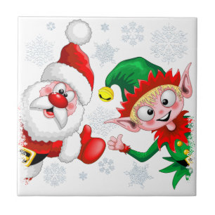 Jultomten och Elf-jultomten Tumber upp Kakelplatta
