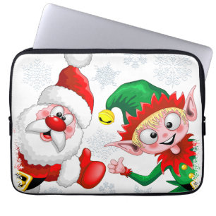 Jultomten och Elf-jultomten Tumber upp Laptop Fodral