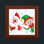 Jultomten och Elf-jultomten Tumber upp Minnesask<br><div class="desc">Cute och Lycklig Santa och Elf Lycklig jul Tecknade figurer med tummarna och fira Helgdagar. Original Vector Illustration Copyright BluedarkArt ChameleonArt.</div>