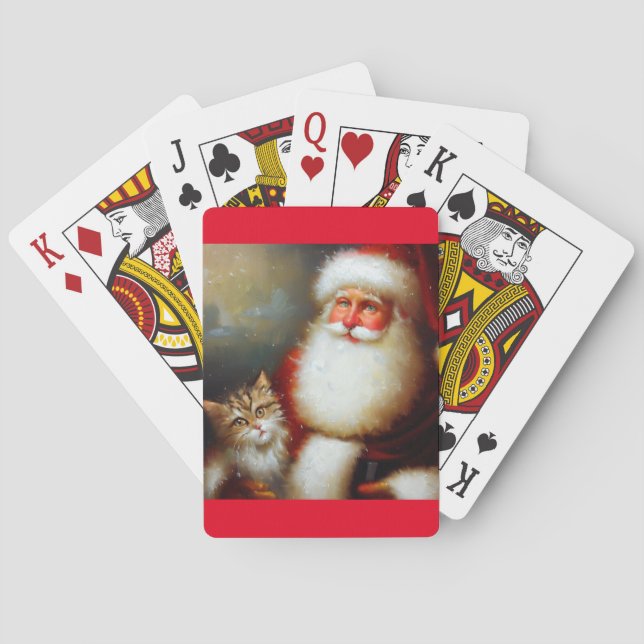 Jultomten och en katt (2) casinokort (Baksidan)