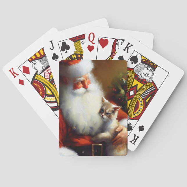 Jultomten och en katt (3) casinokort (Baksidan)