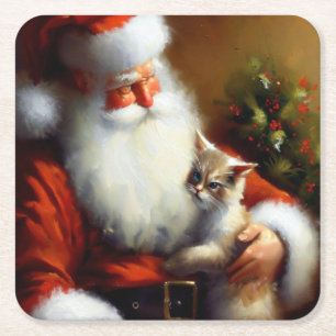 Jultomten och en katt 3 underlägg papper kvadrat