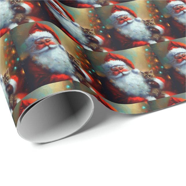 Jultomten och en katt 4 presentpapper (Rullad Hörn)