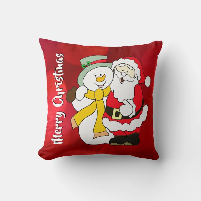 Jultomten och färgbildande illustration av Snögubb Kudde (Framsida)