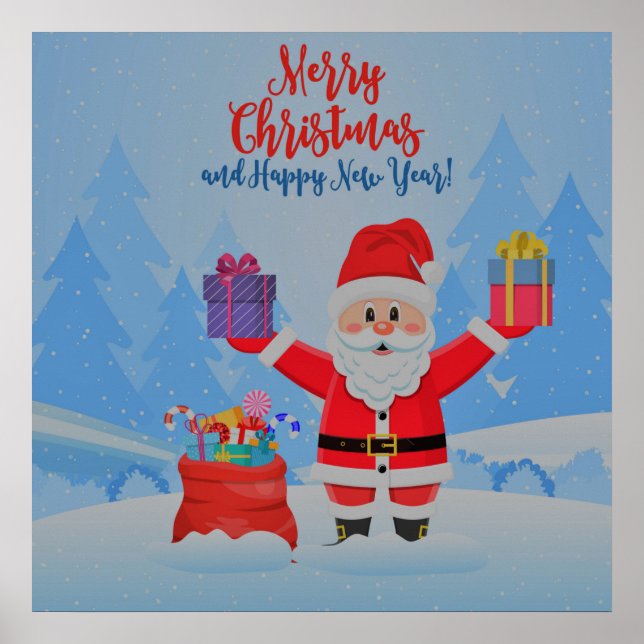 Jultomten och gåvor poster (Framsidan)
