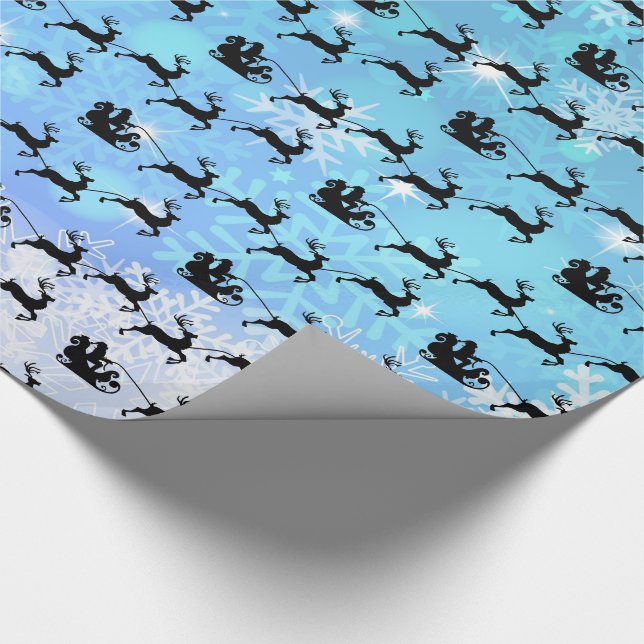 Jultomten och hans flygande renar jul presentpapper (Hörn)