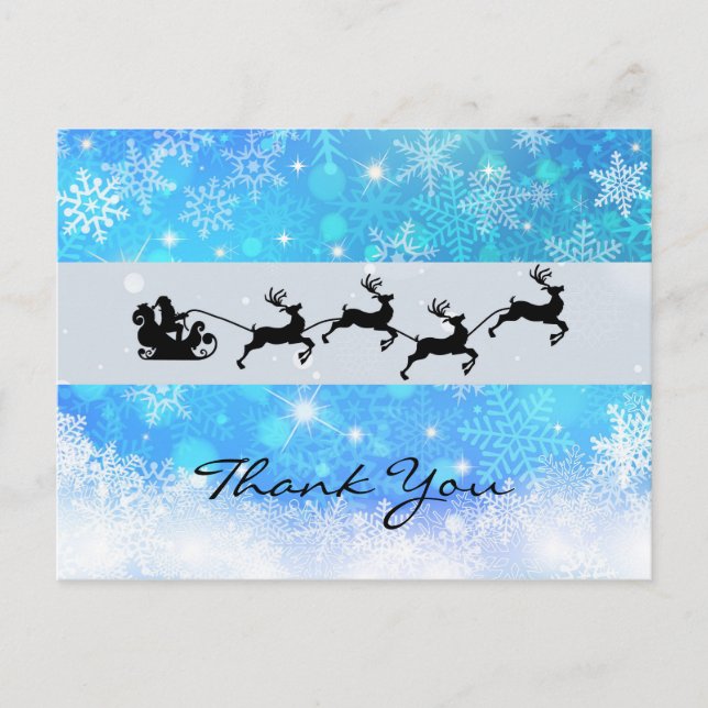 Jultomten och hans flygande renar Tack Vykort (Framsida)