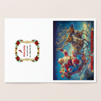 Jultomten och hans renar folierat kort