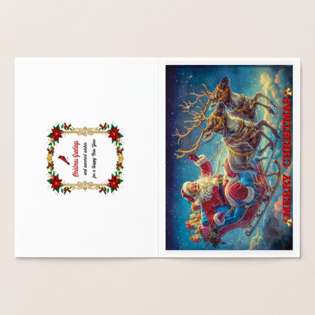 Jultomten och hans renar folierat kort (Insida)
